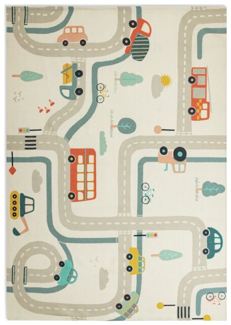 Habitat Kids Transport Print Natural  Rug-120x170cm - image 1