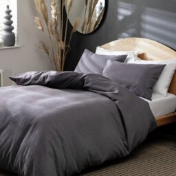 Habitat Cotton Waffle Plain Charcoal Bedding Set - Double - thumbnail 1