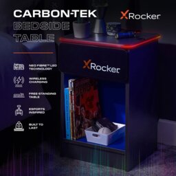X Rocker Carbon Tek LED Wireless Charging Bedside Table-Blue - thumbnail 2
