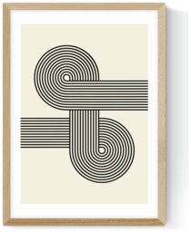 East End Prints Retro Waves Oak Frame Art Print - A3 - thumbnail 2