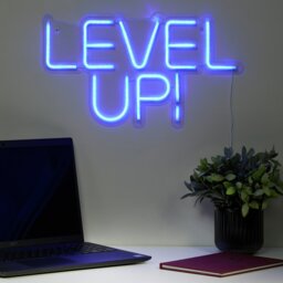 Searchlight Gaming Level Up Neon Effect LED Wall Light-Blue - thumbnail 1