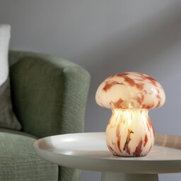 Habitat Mushroom Glass Battery Powered Table Lamp-White&Rust - thumbnail 1