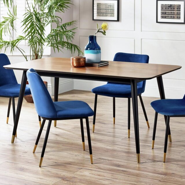 Julian Bowen Findlay 6 Seater Dining Table - Walnut & Black - image 1