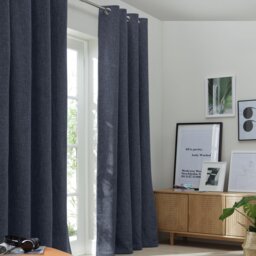 Habitat Thermal Blackout Linen Look Eyelet Curtains - Navy - 168x229cm