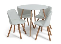 Habitat Quattro White Dining Table & 4 White Chairs - thumbnail 1