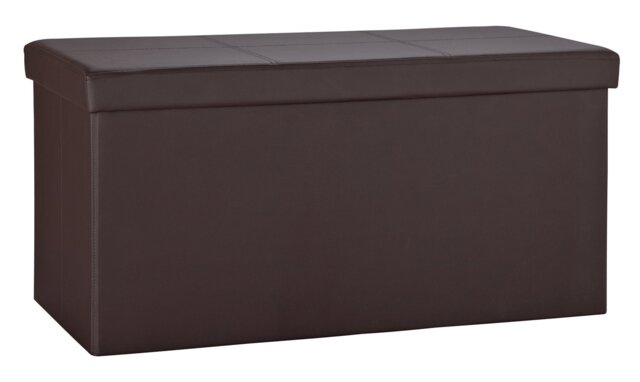 Argos Home Large Faux Leather Stitched Ottoman - Brown - image 1