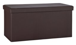 Argos Home Large Faux Leather Stitched Ottoman - Brown - thumbnail 1