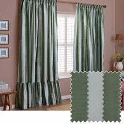 Wylder Birdie Stripe Pencil Pleat Curtains - Green - 229x137cm