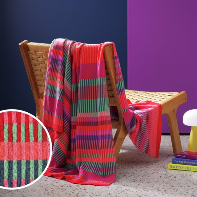 Margo Selby Buster Knitted Throw - Red - 150x125cm - image 1