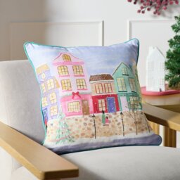 Argos Home Christmas Houses Scene Cushion - Lilac - 43x43cm - thumbnail 1