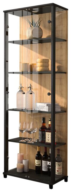 Argos Home Optima 2 Door Display Cabinet with Light- Natural - image 1