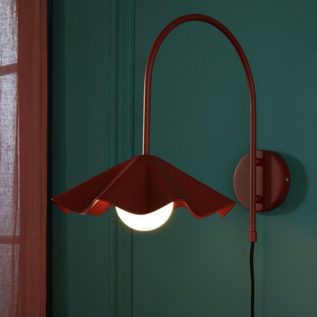 Habitat Yuno Pleat Arch Metal Wall Light - Red - image 1