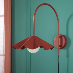 Habitat Yuno Pleat Arch Metal Wall Light - Red - thumbnail 2