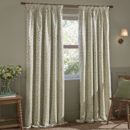 Wylder Grace Leaf Floral Pencil Pleat Curtains - Sage Green - 229x183cm - thumbnail 2