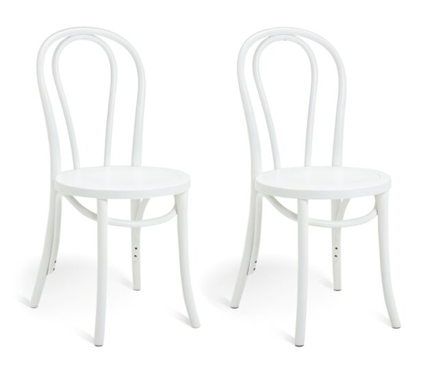 Habitat Larsa Pair of Solid Wood Dining Chairs - White - image 1