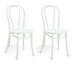 Habitat Larsa Pair of Solid Wood Dining Chairs - White - thumbnail 1