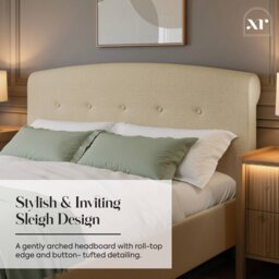 XR Living Camille Double Sleigh Shadow Ottoman Bed - Cream - thumbnail 2