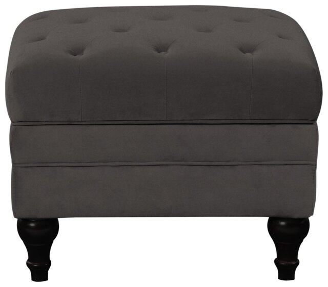 Habitat Chesterfield Velvet Footstool - Charcoal - image 1