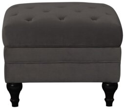 Habitat Chesterfield Velvet Footstool - Charcoal - thumbnail 1