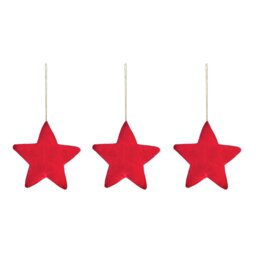 Habitat Pack of 3 Red Velvet Star Christmas Ornament - thumbnail 2