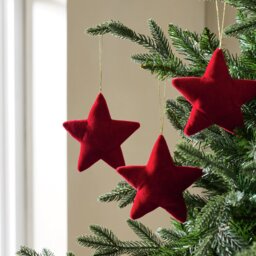 Habitat Pack of 3 Red Velvet Star Christmas Ornament - thumbnail 1