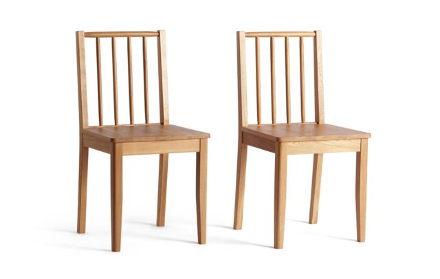 Habitat Nel Pair of Solid Wood Spindle Chair - Natural - image 1