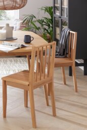 Habitat Nel Pair of Solid Wood Spindle Chair - Natural - thumbnail 2