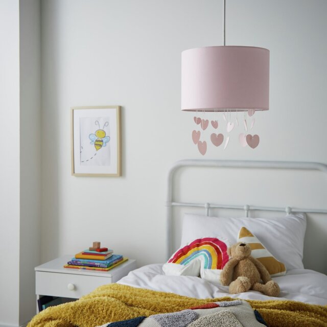 Glow Kids Pink Hearts Mobile Easy Fit Lampshade - 30cm - image 1