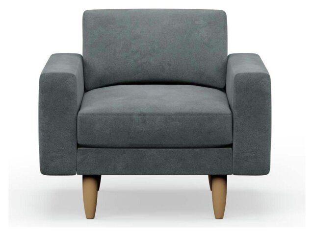 Hutch Velvet Block Arm Armchair - Slate Grey - image 1