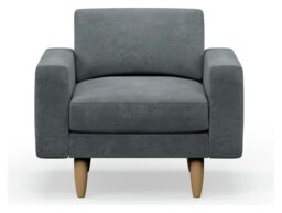 Hutch Velvet Block Arm Armchair - Slate Grey - thumbnail 1
