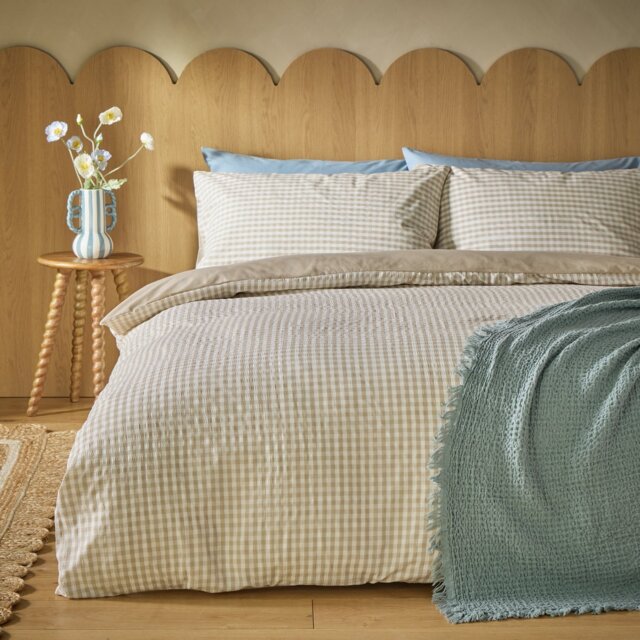 Habitat Gingham Seersucker Neutral Bedding Set - Single - image 1