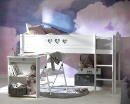 Argos Home Mia Mid Sleeper, Desk and Kids Mattress - White - thumbnail 2