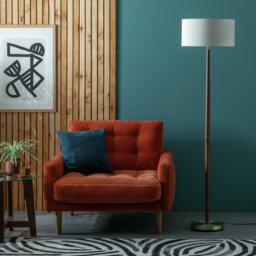 Habitat Wood and Brass Stick Floor Lamp - Walnut & Natural - thumbnail 2