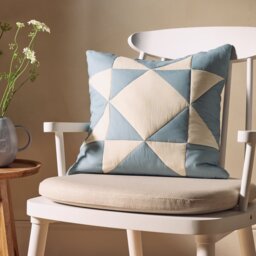 Habitat Quilted Motif Cushion - Blue & Cream - 50x50cm - thumbnail 1