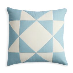 Habitat Quilted Motif Cushion - Blue & Cream - 50x50cm - thumbnail 2