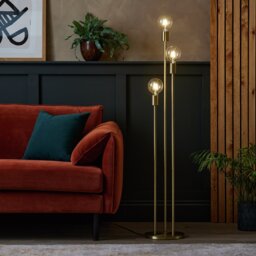 Argos Home Exposed Bulb 3 Light Floor Lamp - Brass - thumbnail 2