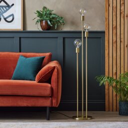 Argos Home Exposed Bulb 3 Light Floor Lamp - Brass