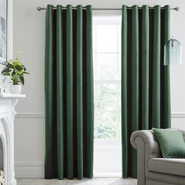 Laurence Llewelyn-Bowen Montrose Blackout Eyelet Curtains - Green - 168x183cm - image 1