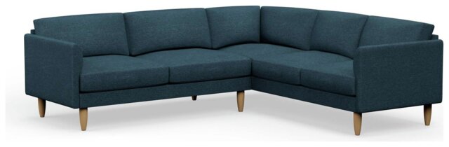 Hutch Fabric Curve Arm 6 Seater Corner Sofa - Aegean Blue - image 1