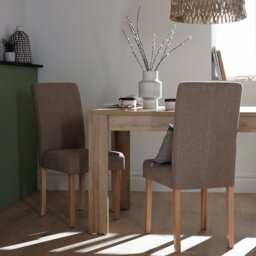 Argos Home Pair of Midback Fabric Dining Chair - Brown - thumbnail 1