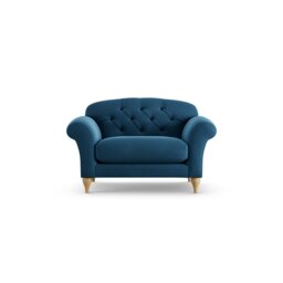 Habitat Brooker Velvet Cuddle Chair - Ink Blue - Ash Leg
