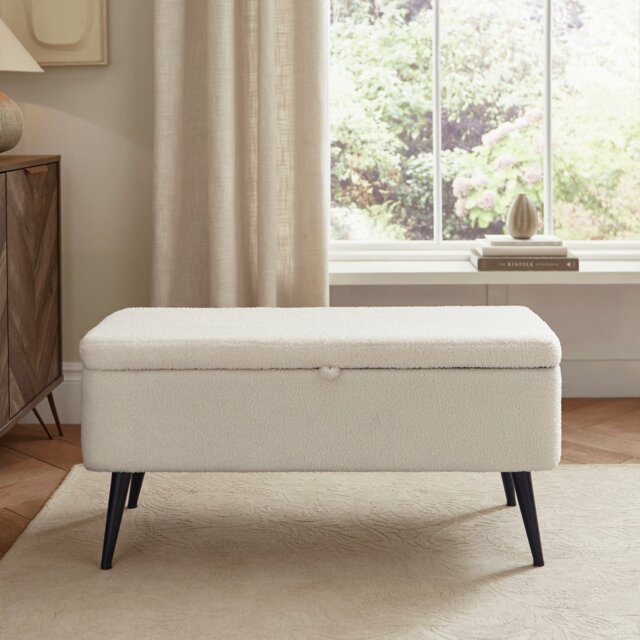 GFW Lola Boucle Storage Ottoman - Cream - image 1