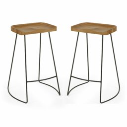 Julian Bowen Travis Pair of Bar Stools - Brown - thumbnail 2