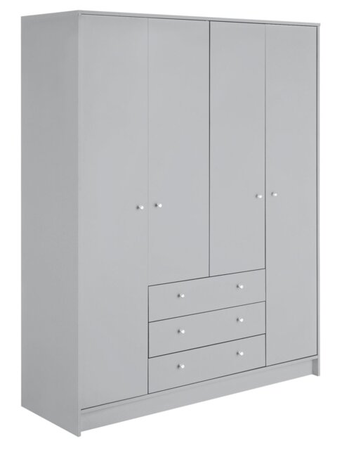 Argos Home Malibu 4 Door 3 Drawer Wardrobe - Grey - image 1