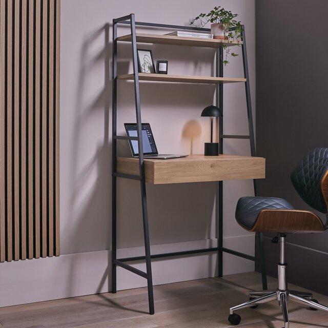 Argos Home Loft Living 1 Drawer Ladder Office Desk - Oak - image 1