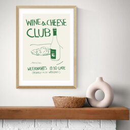 East End Prints Wine Cheese Oak Frame Art Print - A3