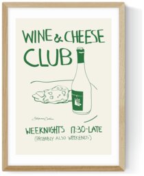 East End Prints Wine Cheese Oak Frame Art Print - A3 - thumbnail 2