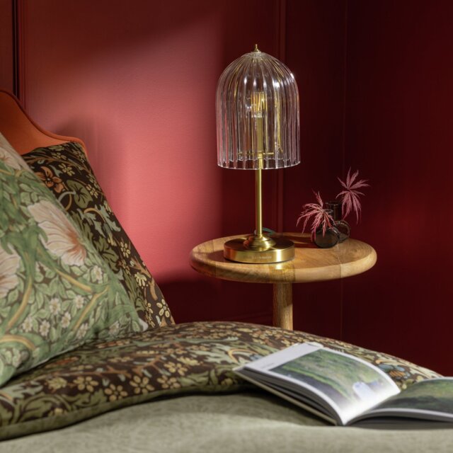 Habitat x Morris & Co. Glass & Brass Cloche Table Lamp - image 1