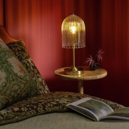 Habitat x Morris & Co. Glass & Brass Cloche Table Lamp - thumbnail 2
