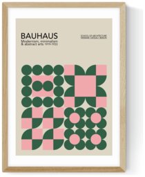East End Prints Pink Bauhaus Oak Frame Art Print - A3 - thumbnail 2